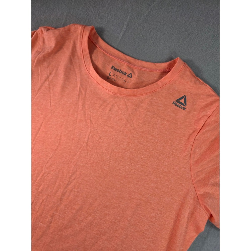 Reebok Womens Short Sleeve Activewear Tee Heather Orange Crew Neck Large